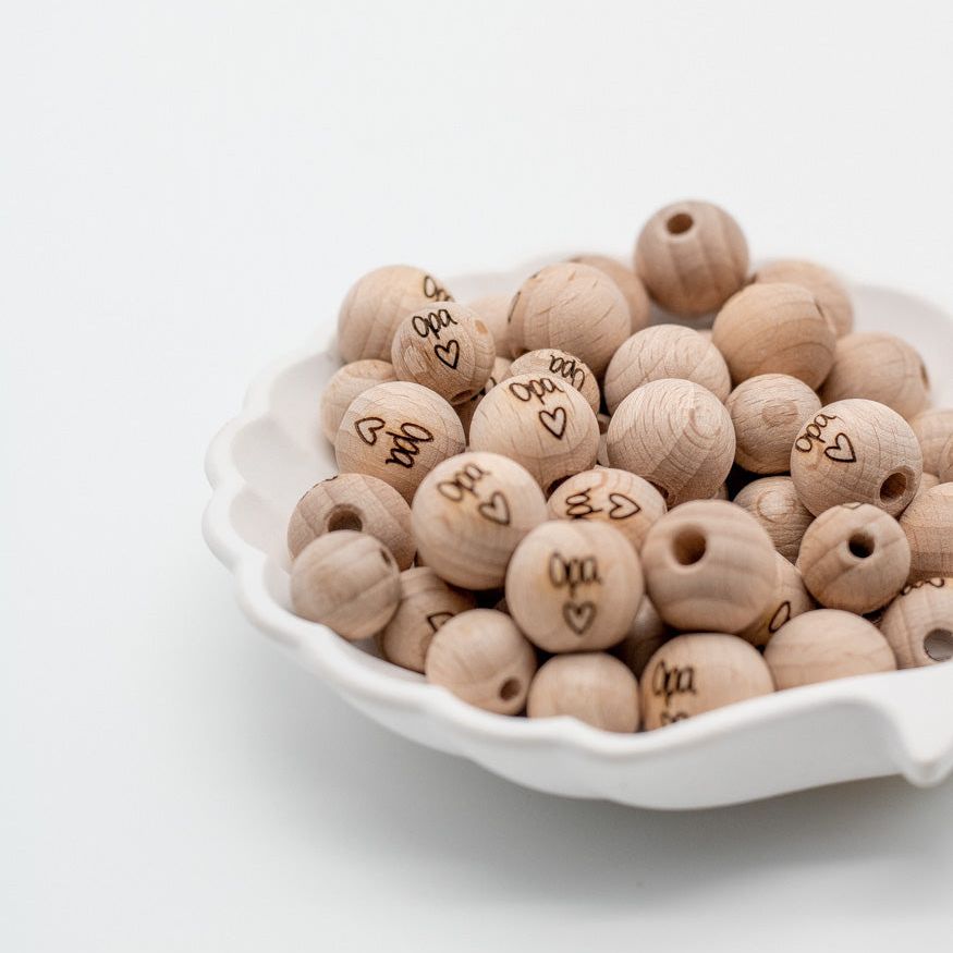 Holzperle handgemachter Gravur "Opa" 12mm/15mm - Bastelbedarf -> Holz > Holzperlen -> Motive von mahina