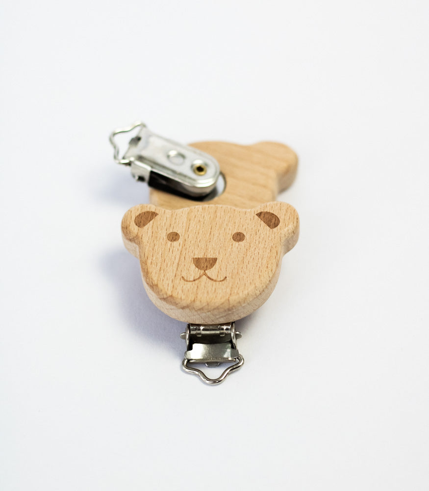 Schnullerclip "Bär" aus Buchenholz - Bastelbedarf -> Holz > Schnullerclips von mahina