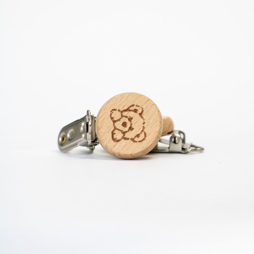 Schnullerclip "Bär Motiv" aus Buchenholz - Bastelbedarf -> Holz > Schnullerclips von mahina