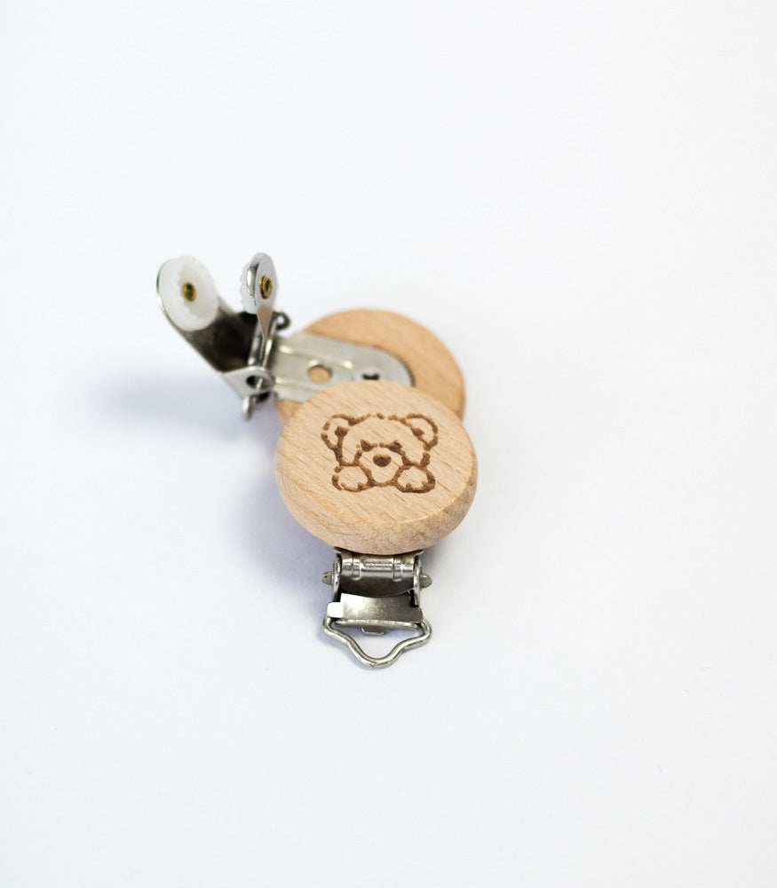 Schnullerclip "Bär Motiv" aus Buchenholz - Bastelbedarf -> Holz > Schnullerclips von mahina