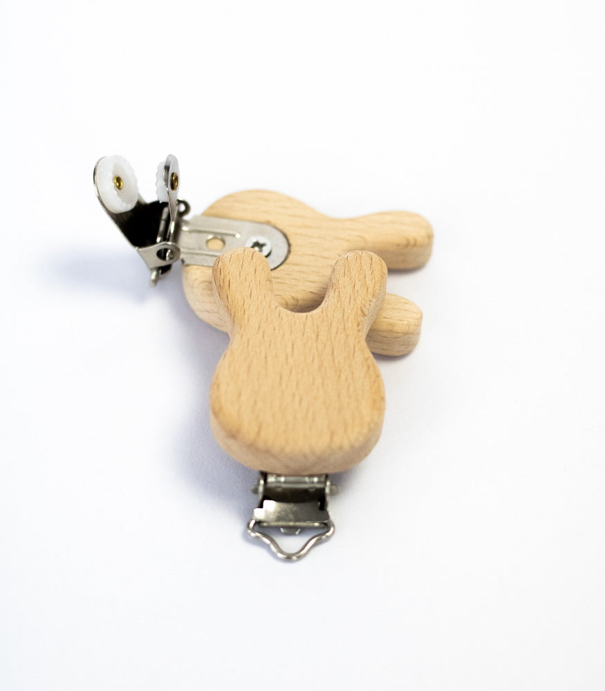 Schnullerclip "Hase" aus Buchenholz - Bastelbedarf -> Holz > Schnullerclips von mahina