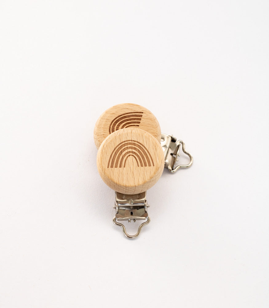 Schnullerclip "Regenbogen Motiv" aus Buchenholz - Schnullerclips & -ketten von mahina