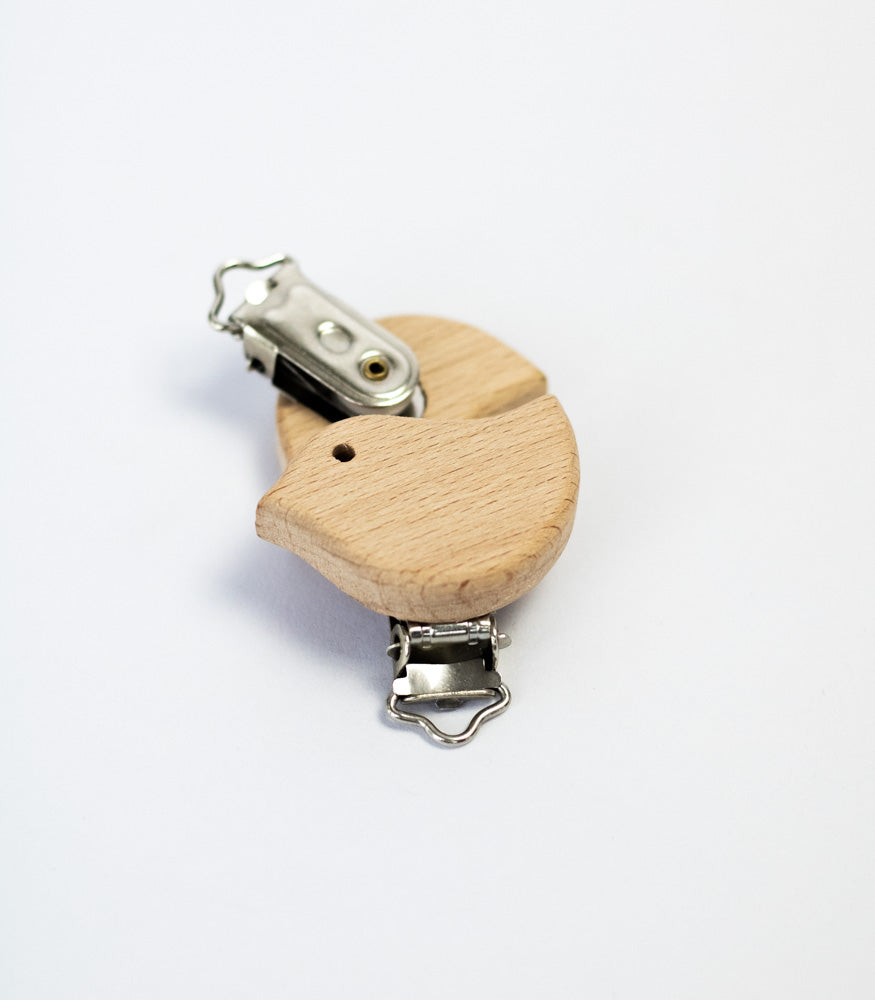 Schnullerclip "Vogel" aus Buchenholz - Bastelbedarf -> Holz > Schnullerclips von mahina