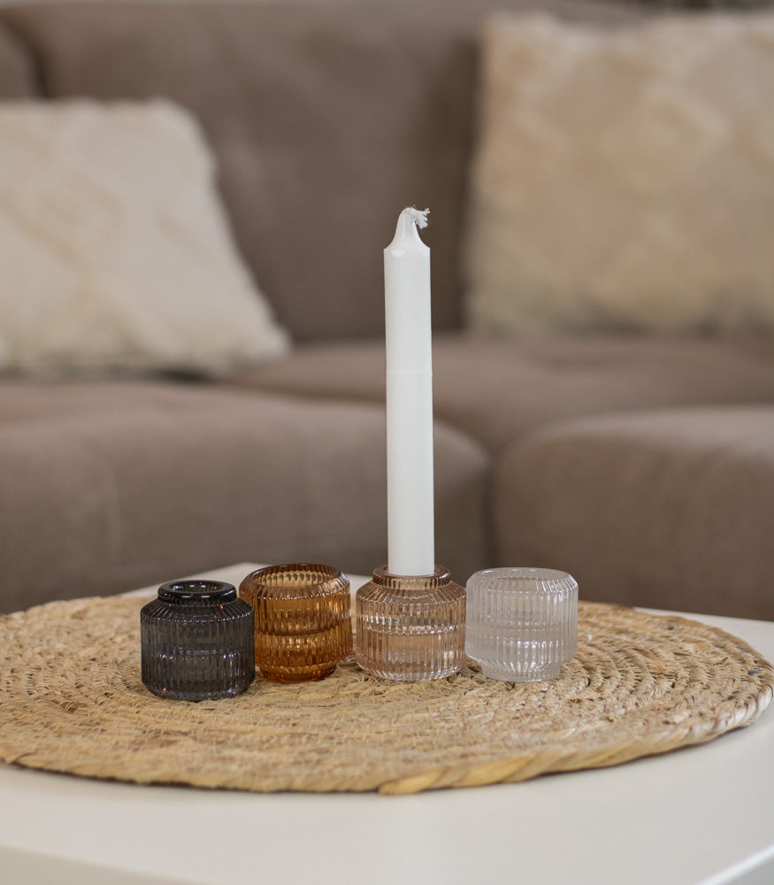 Teelichtglas/Kerzenständer "Feli" 2in1, verschiedene Farben - mahina