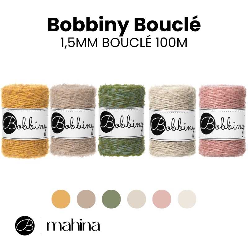 Bobbiny Makramee Garn 1,5mm Bouclé 100m