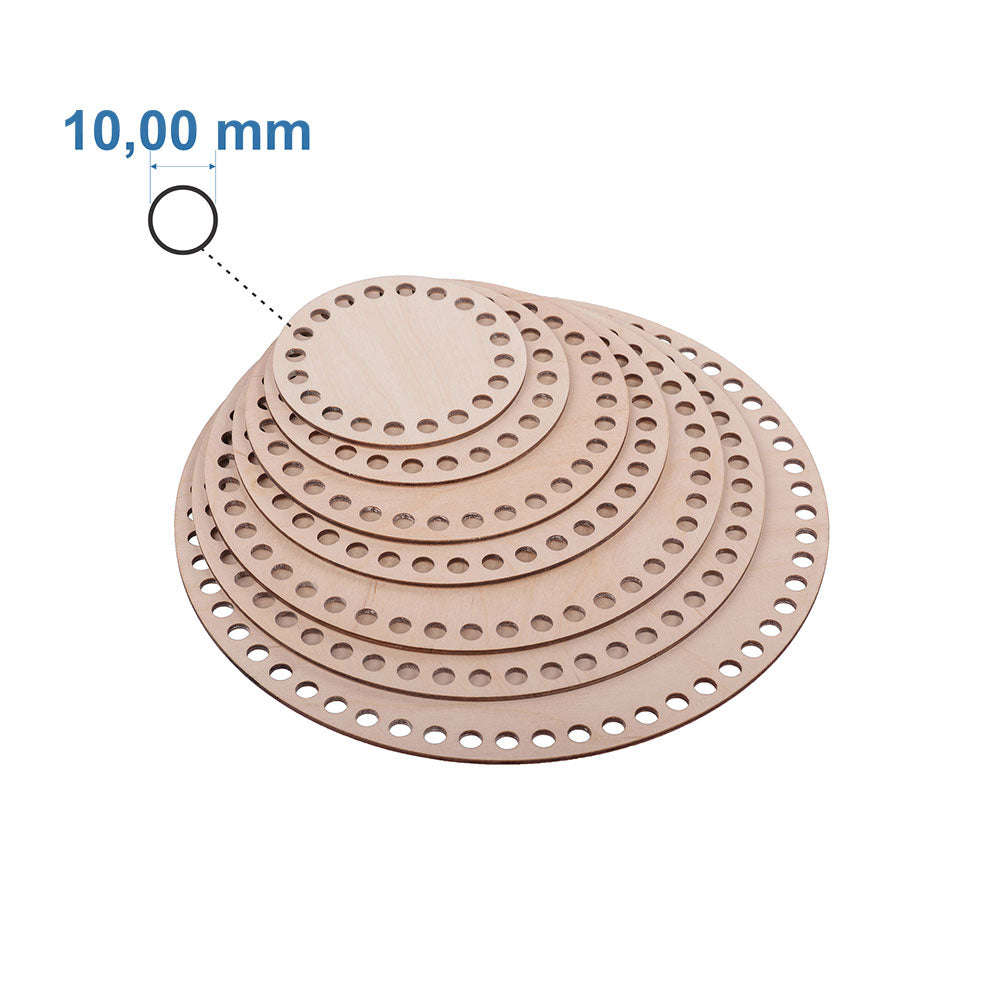 Häkelboden "Rund" Birkenholz 10mm Bohrung 7 Größen - mahina