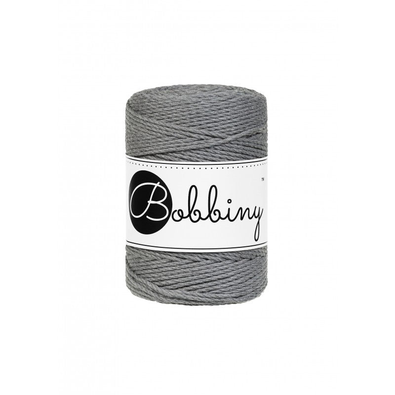 Bobbiny Makramee Garn 1,5mm 3ply Stone Grey 100m - mahina
