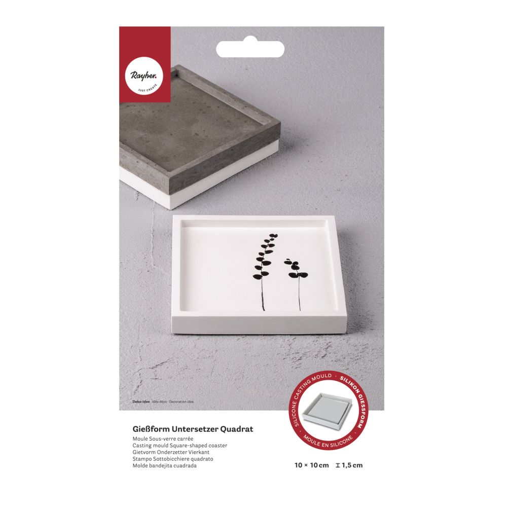 Silikon Gießform Untersetzer Quadrat, 10x10x1,5cm - mahina