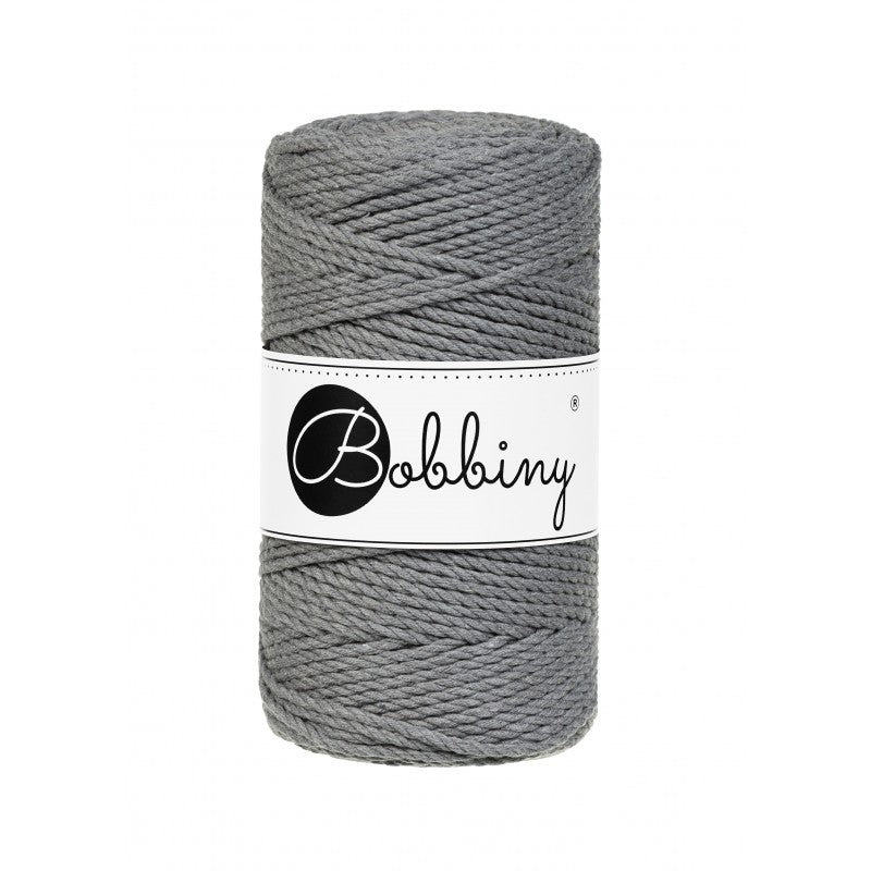 Bobbiny Makramee Garn 3mm 3ply Stone Grey 100m - mahina