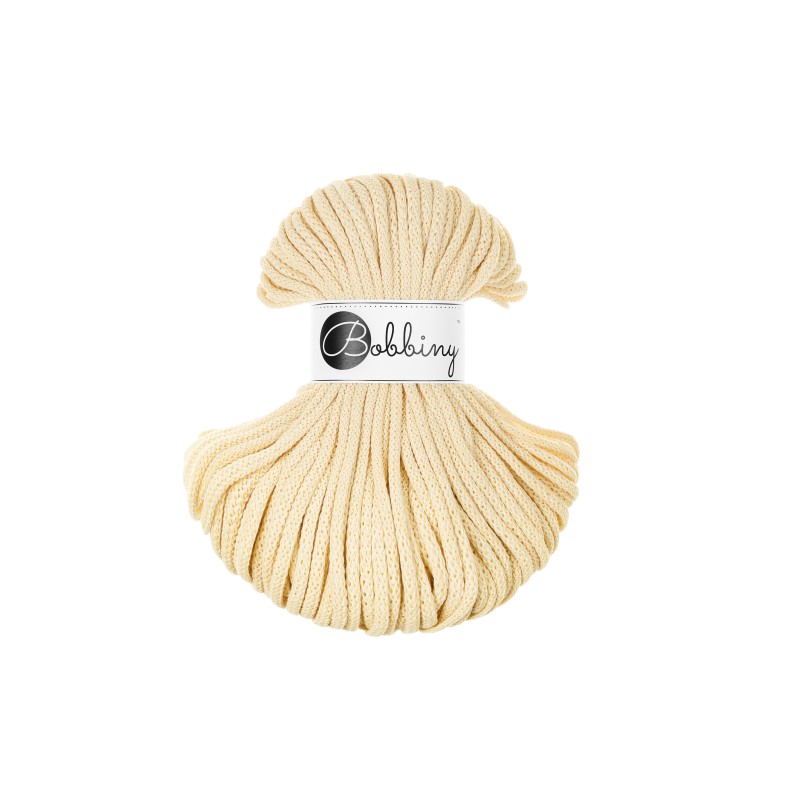 Bobbiny PREMIUM Flechtkordel 5mm geflochten Butter Yellow 50m - mahina
