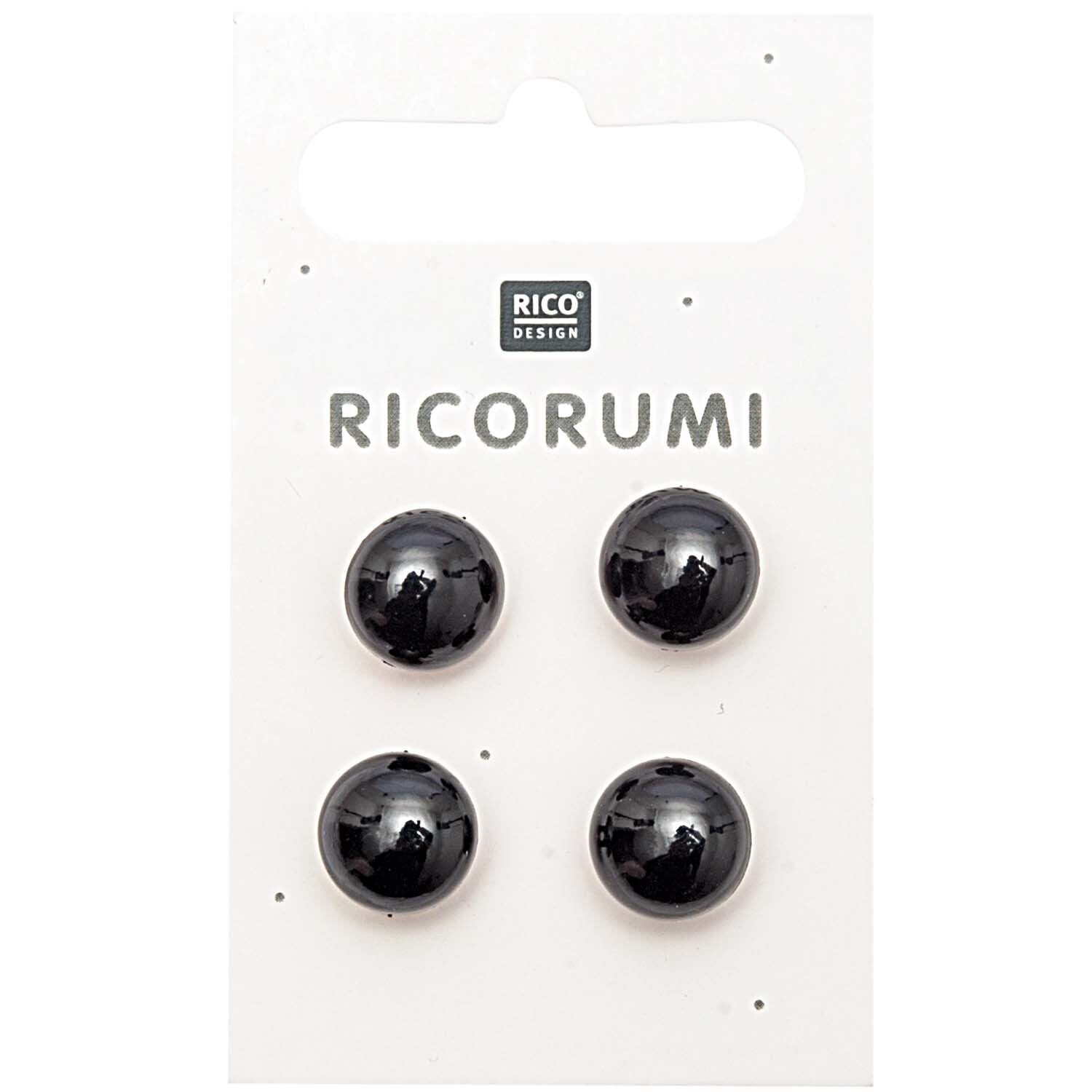 Ricorumi Knopfaugen Braun-Schwarz 11mm, 4 Stück mit Steg - mahina