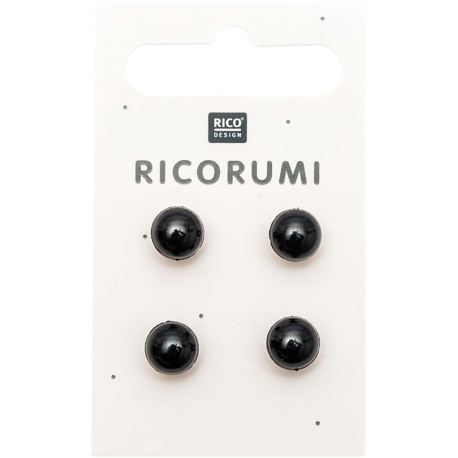 Ricorumi Knopfaugen Braun-Schwarz 8,5mm, 4 Stück mit Steg - mahina