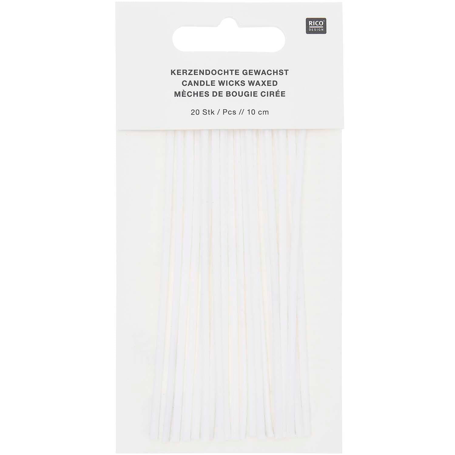 Kerzendochte gewachst 10cm, 20 Stück - mahina