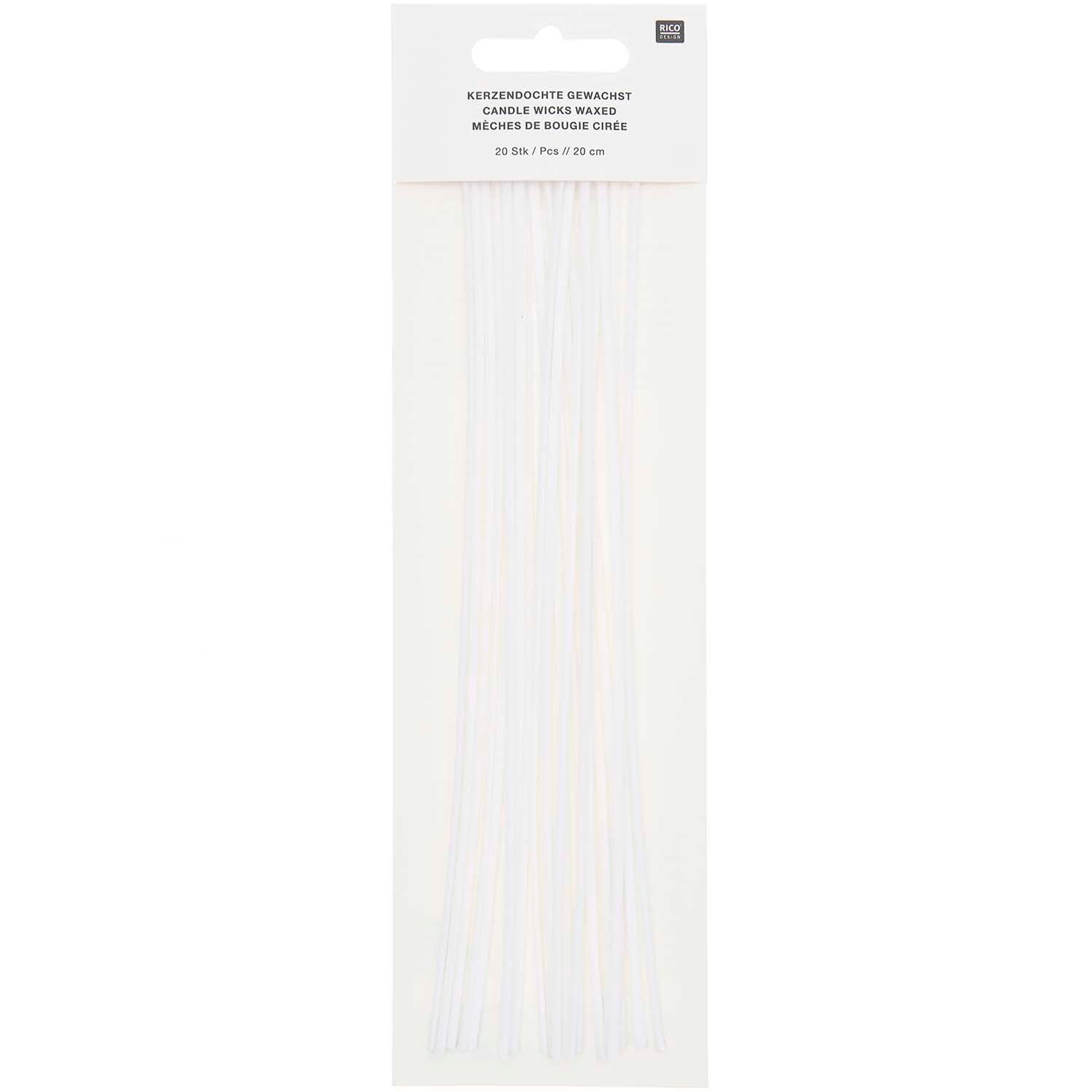 Kerzendochte gewachst 20cm, 20 Stück - mahina