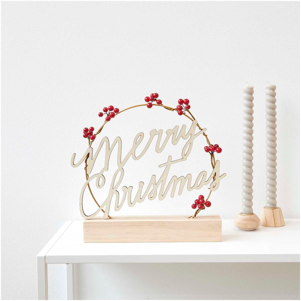 Rico Design Holzschriftzug magnetisch "Merry Christmas", 28,5x18,5cm - MAHINA