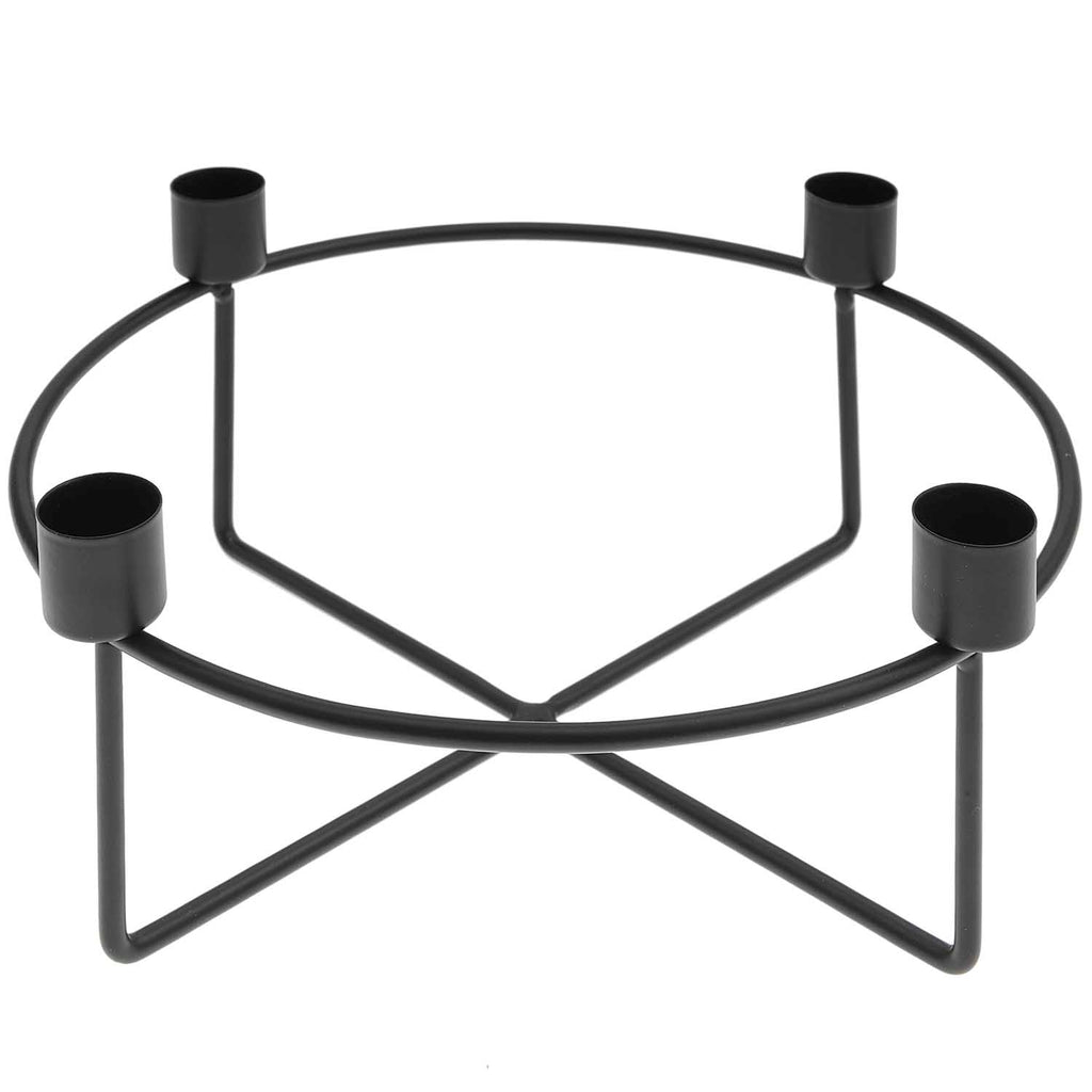 Metall-Kerzenhalter für 4 Stabkerzen in schwarz, 24,9x24,9x8cm - MAHINA