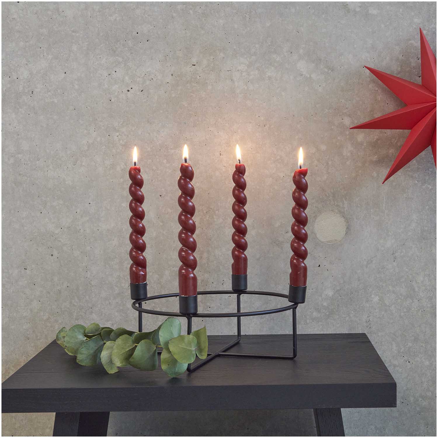 Metall Adventskranz in schwarz, Ø 25cm - mahina