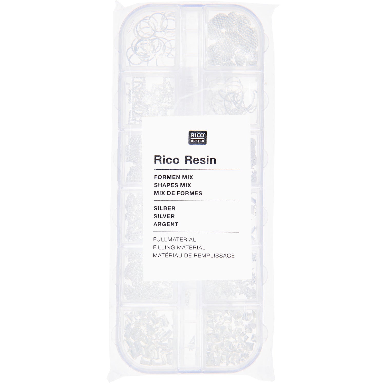 Füllmaterial für Resin Formen Mix Silber, 12x8g - mahina