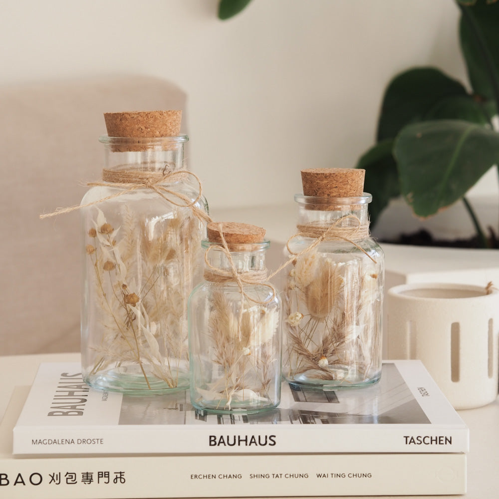 Personalisierbares Korkenglas mit Trockenblumen "Nature" 3 Größen - mahina