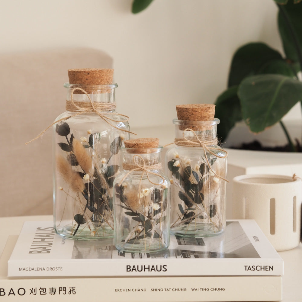 Personalisierbares Korkenglas mit Trockenblumen "Boho" 3 Größen - mahina
