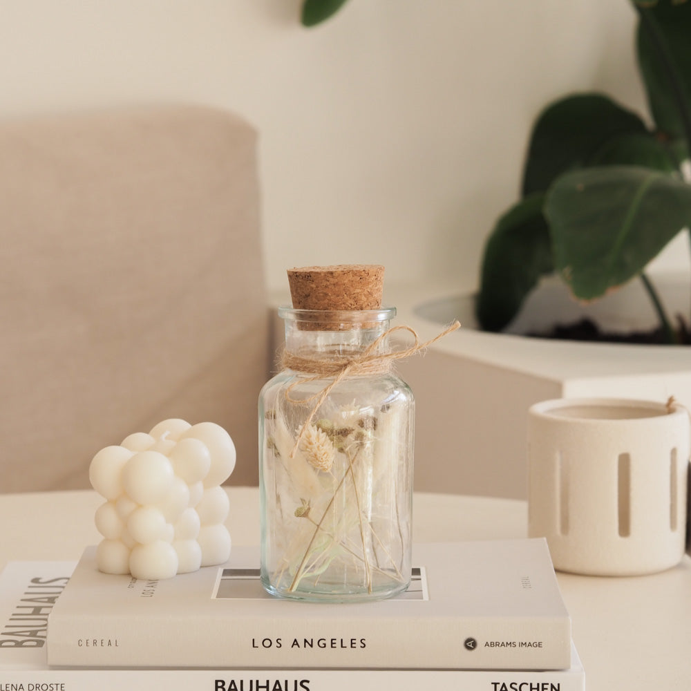 Personalisierbares Korkenglas mit Trockenblumen "Wild Green" 3 Größen - mahina