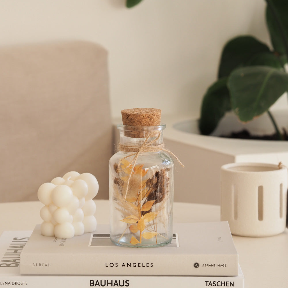 Personalisierbares Korkenglas mit Trockenblumen "Fall" 3 Größen - mahina