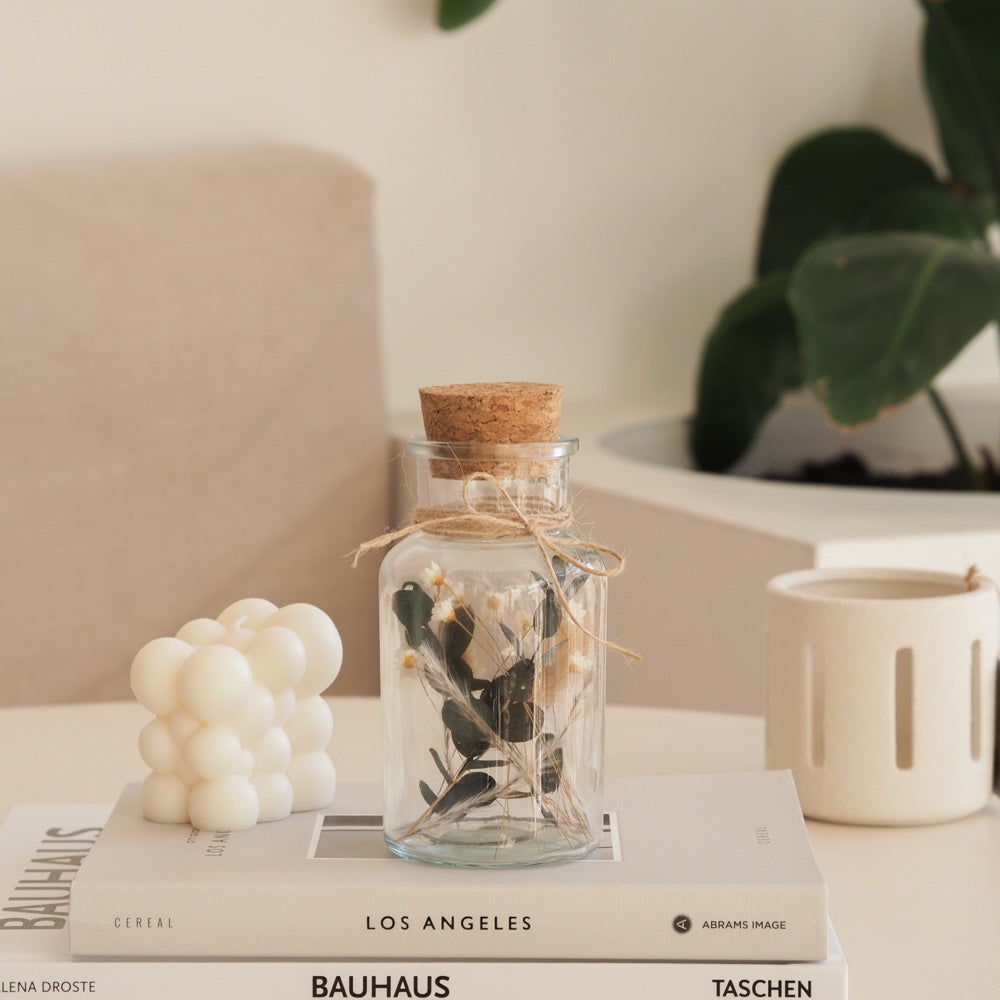 Personalisierbares Korkenglas mit Trockenblumen "Boho" 3 Größen - mahina