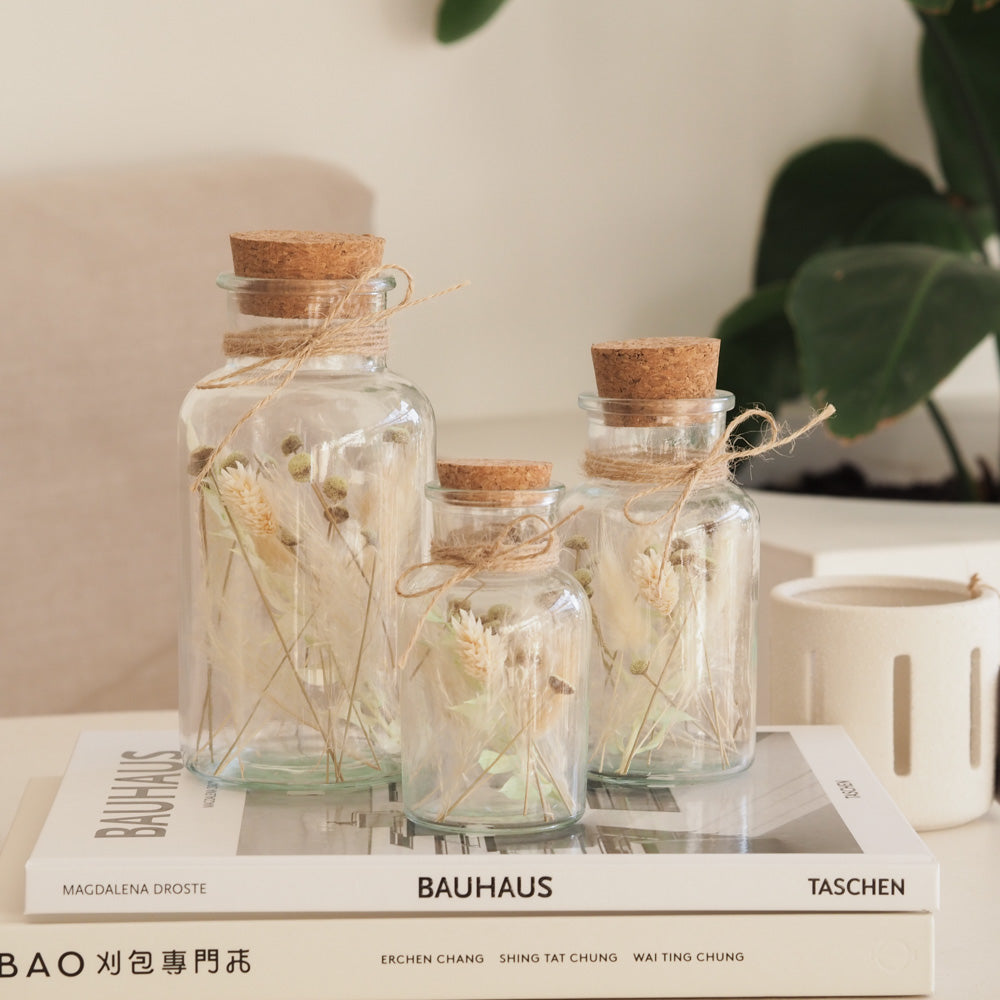 Personalisierbares Korkenglas mit Trockenblumen "Wild Green" 3 Größen - mahina