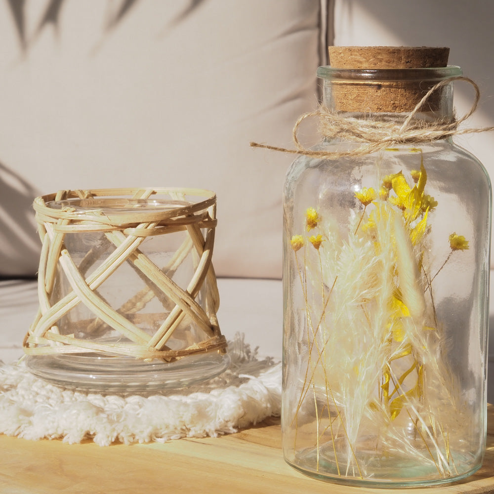 Personalisierbares Korkenglas mit Trockenblumen "Wild Summer" 3 Größen - mahina