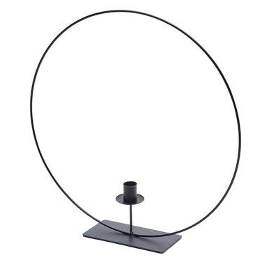 Metallring mit Kerzenhalter stehend in schwarz, 30cm - mahina