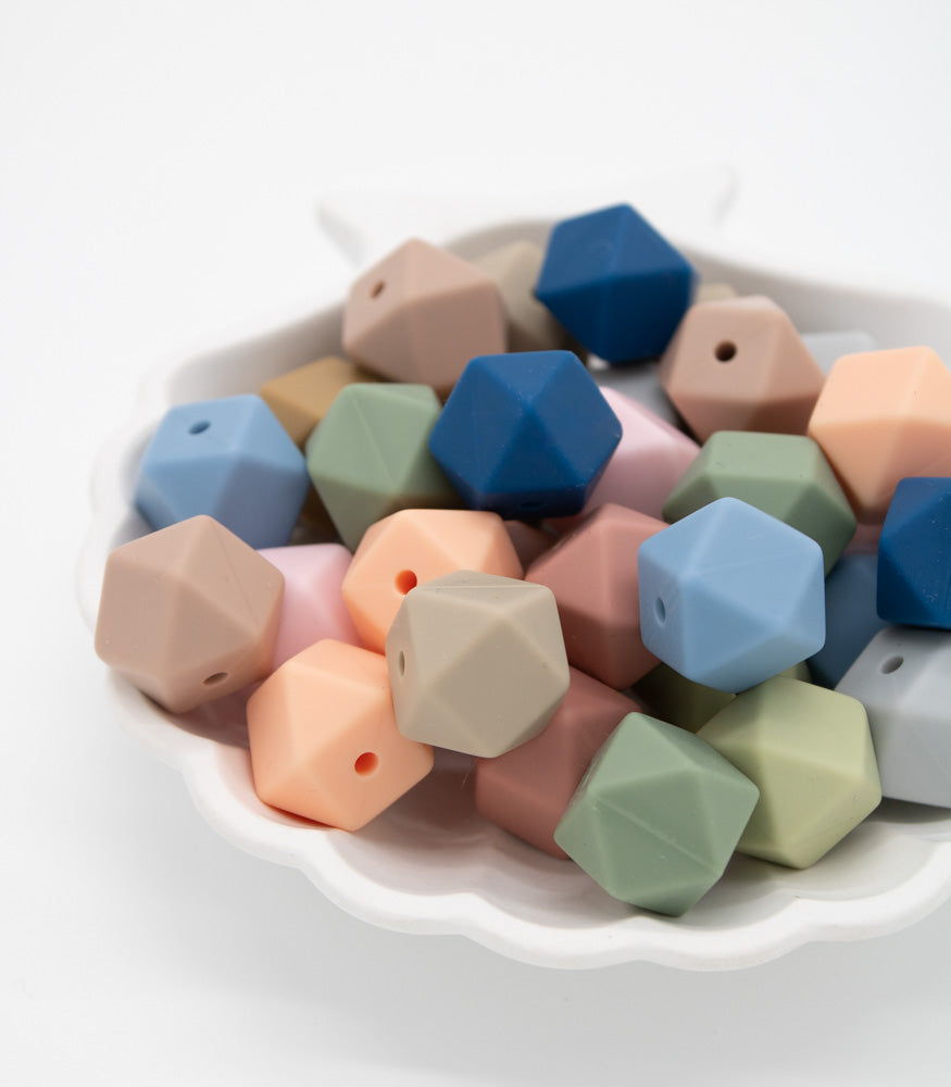 Silikonperle "Hexagon" 14mm, verschiedenen Farben - MAHINA