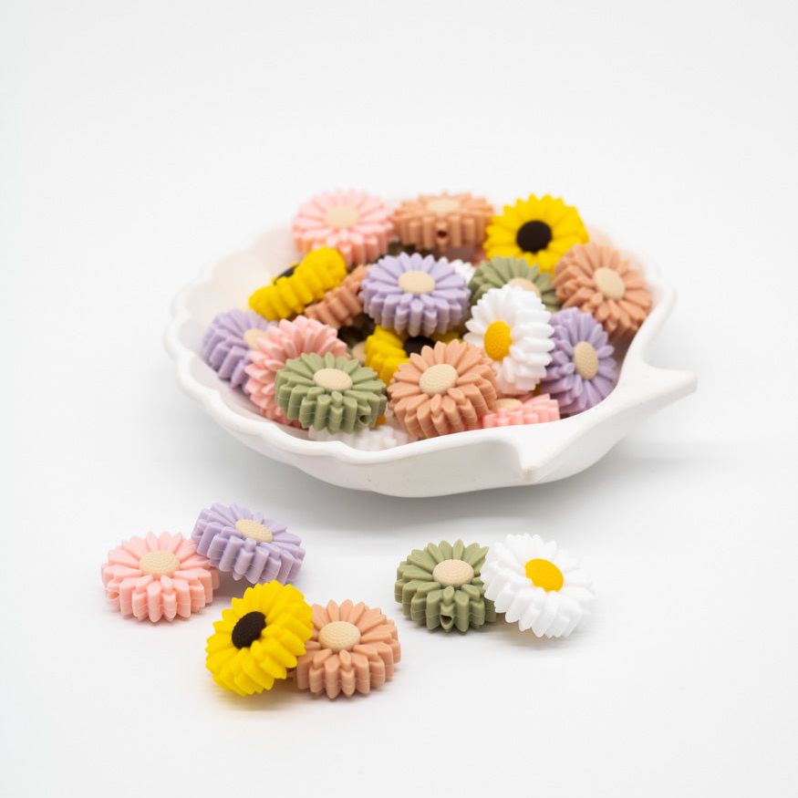Silikonperle "Blume" 22mm 6 Farben - mahina