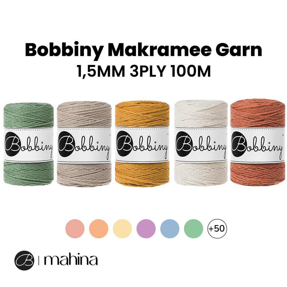 Bobbiny Makramee Garn 1,5mm 3ply 100m - mahina