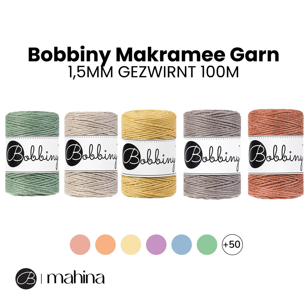 Bobbiny Makramee Garn 1,5mm gezwirnt 100m