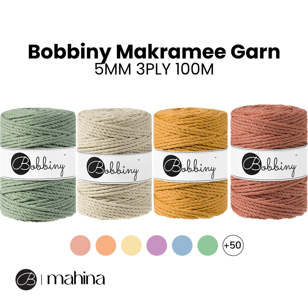 Bobbiny Makramee Garn 5mm 3ply 100m - mahina