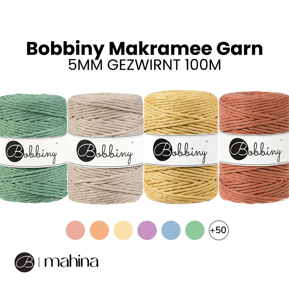 Bobbiny Makramee Garn 5mm gezwirnt 100m