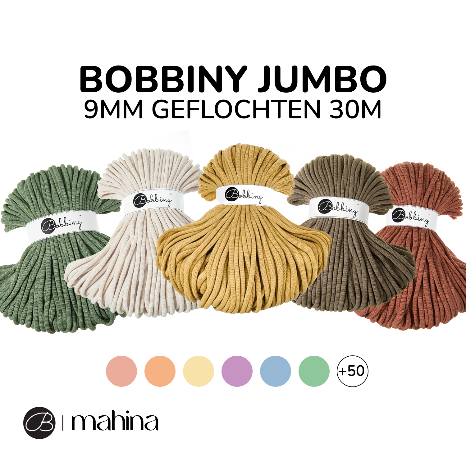 Bobbiny JUMBO Flechtkordel 9mm geflochten 30m - mahina