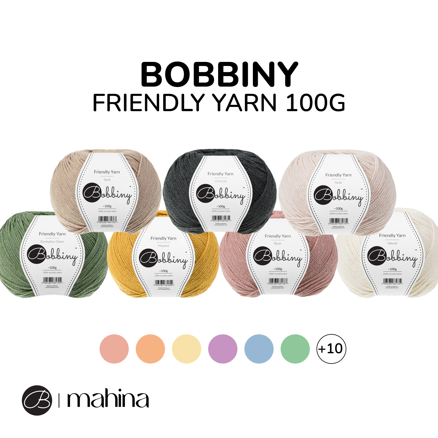 Bobbiny Friendly Yarn 100g 12 Farben - mahina