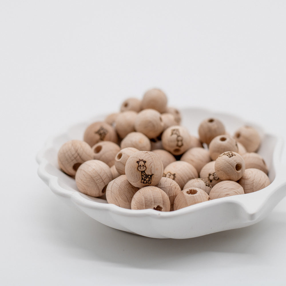 Holzperle handgemachte Gravur "Giraffe" 12mm/15mm - Bastelbedarf -> Holz > Holzperlen -> Motive von mahina