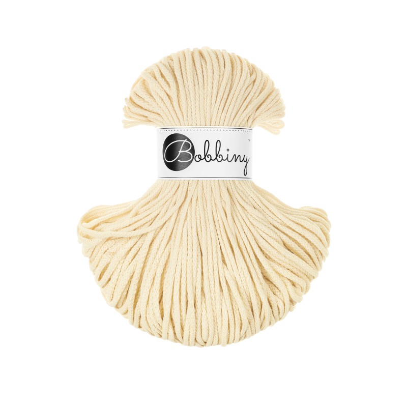 Bobbiny JUNIOR Flechtkordel 3mm geflochten Butter Yellow 100m - mahina