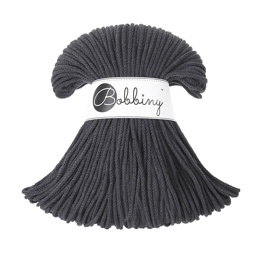 Bobbiny JUNIOR Flechtkordel 3mm geflochten Charcoal 100m - mahina
