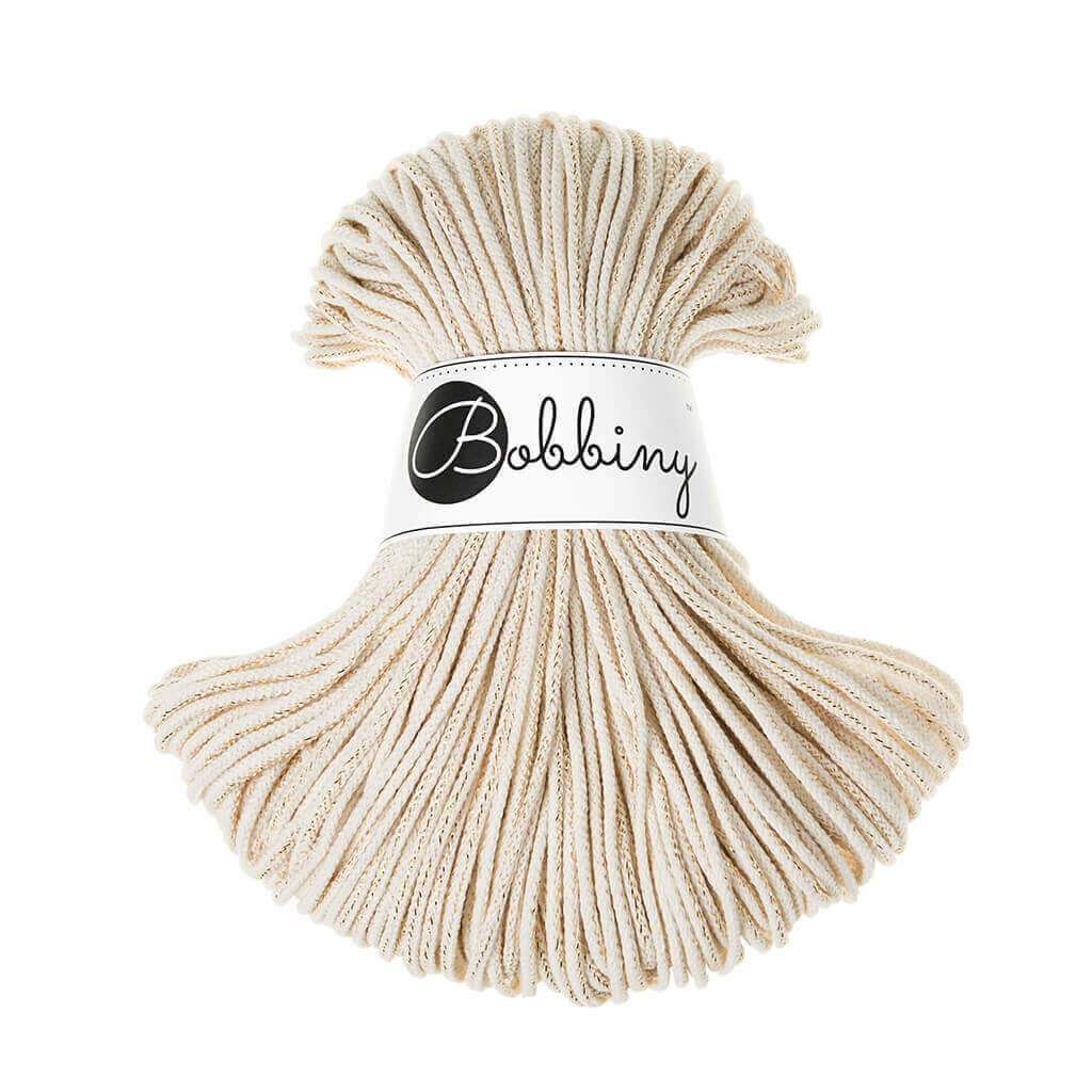 Bobbiny JUNIOR Flechtkordel 3mm geflochten Golden Natural 100m - mahina