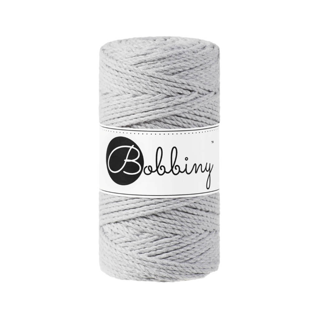 Bobbiny Makramee Garn 3mm 3ply Light Grey 100m - mahina