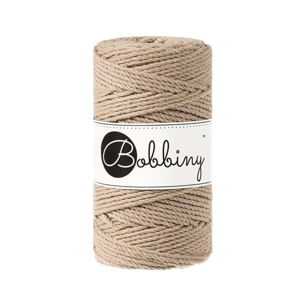 Bobbiny Makramee Garn 3mm 3ply Sand 100m - mahina