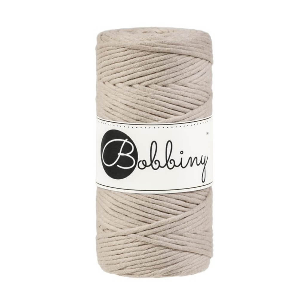 Bobbiny Makramee Garn 3mm gezwirnt Beige 100m - mahina