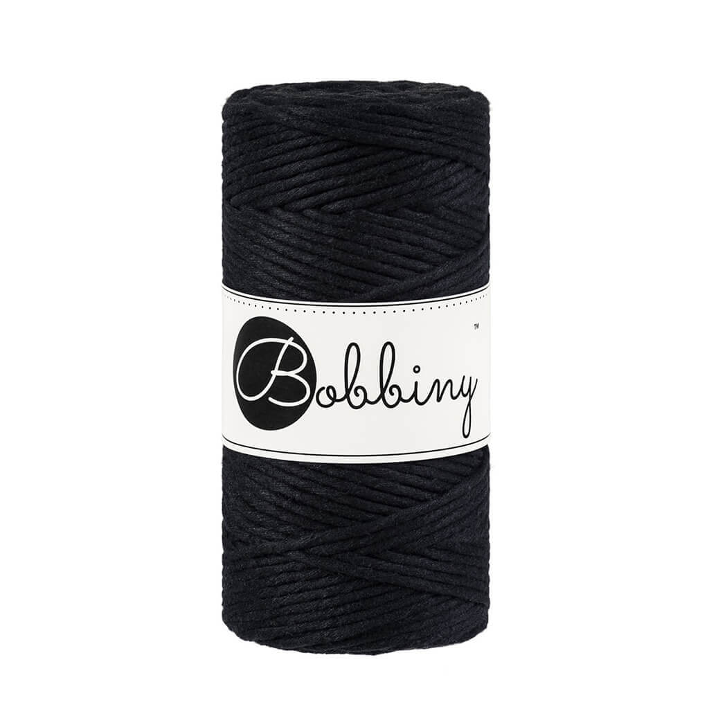 Bobbiny Makramee Garn 3mm gezwirnt Black 100m - mahina