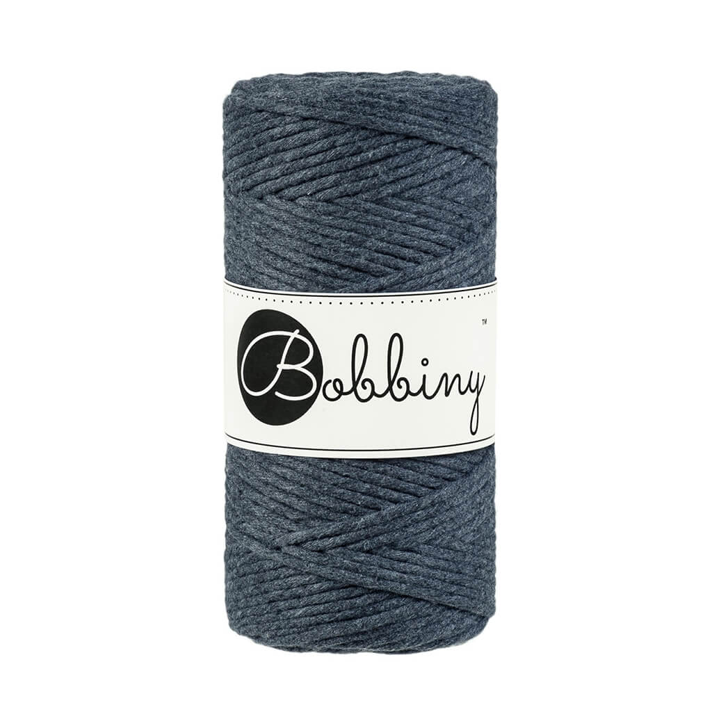 Bobbiny Makramee Garn 3mm gezwirnt Charcoal 100m - mahina