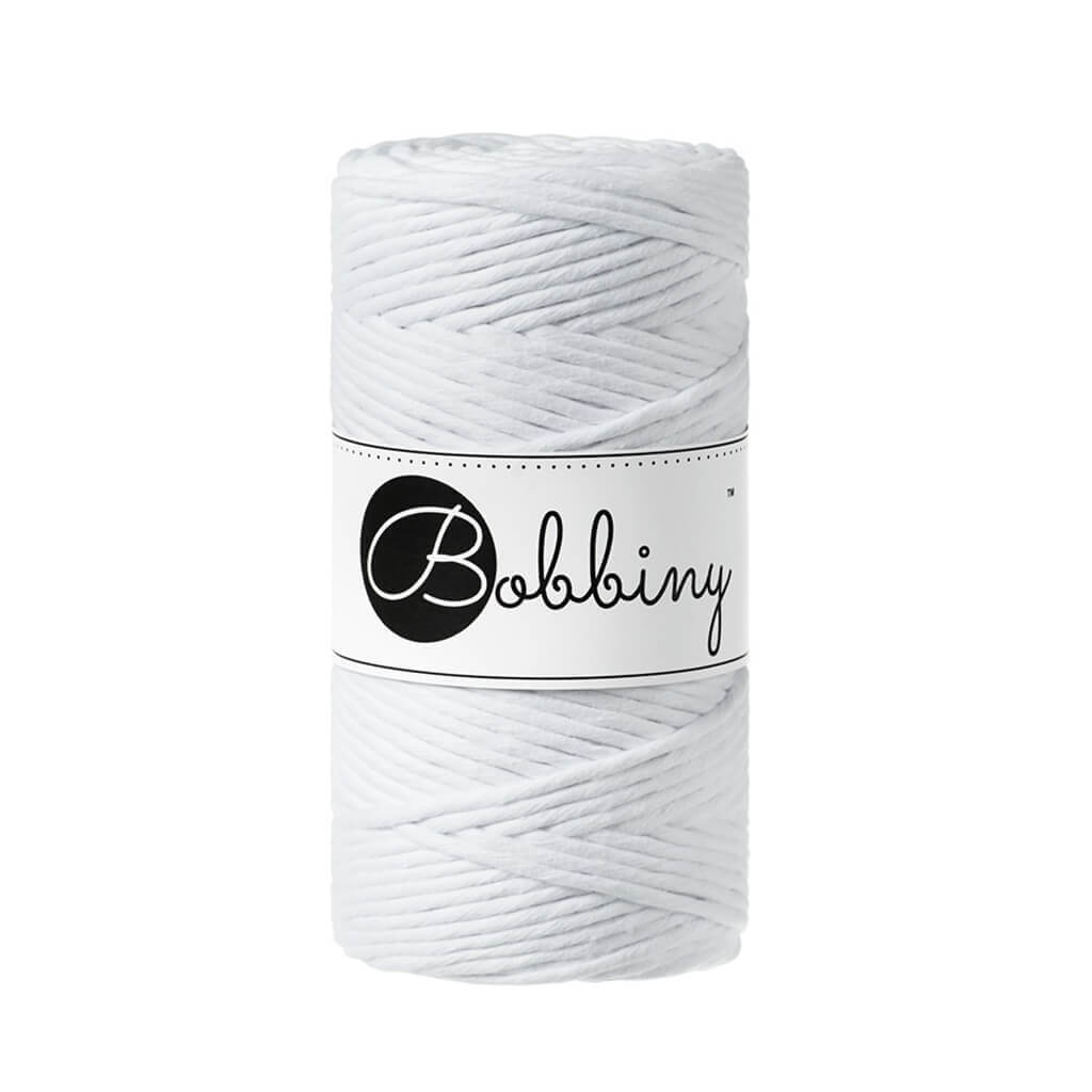 Bobbiny Makramee Garn 3mm gezwirnt White 100m - mahina