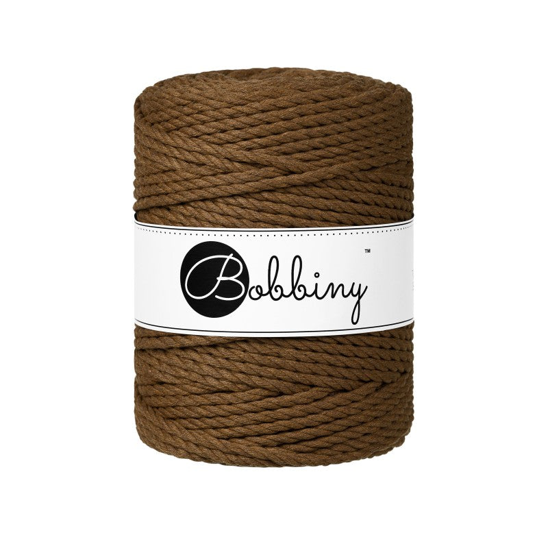 Bobbiny Makramee Garn 5mm 3ply Nut Brown 100m - Garne > Baumwollgarne > Bobbiny > 3ply > 5mm von mahina