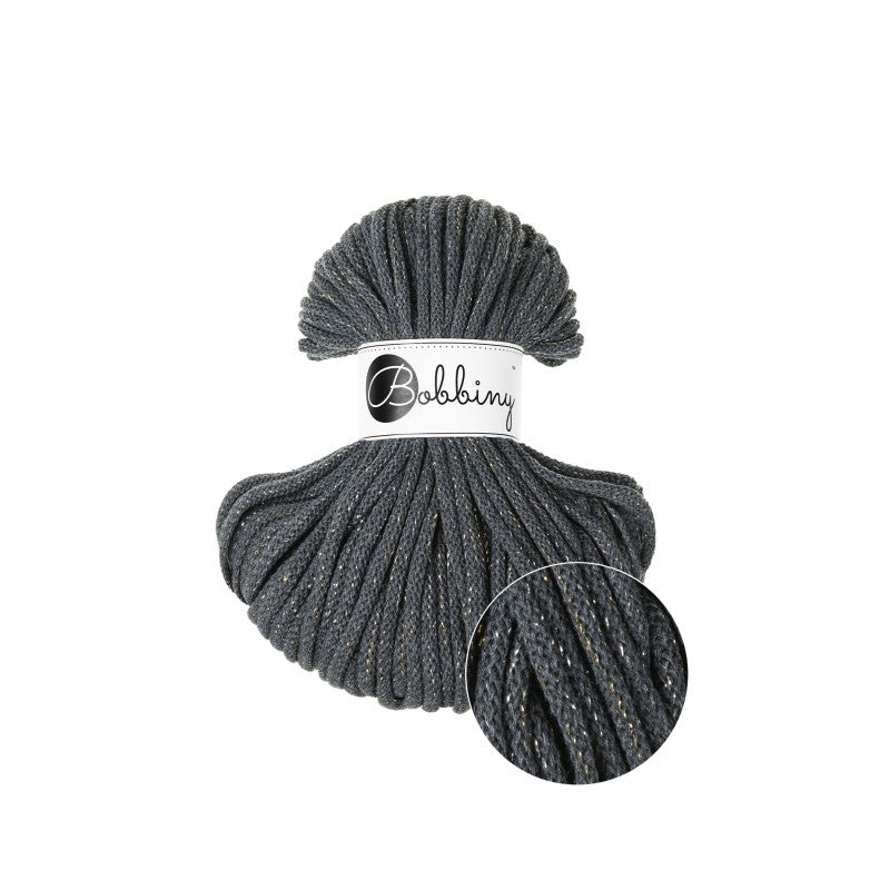 Bobbiny PREMIUM Flechtkordel 5mm geflochten Shiny Charcoal 50m - Garne > Baumwollgarne > Bobbiny > Geflochten > 5mm von mahina